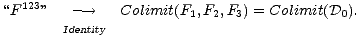 123
“F ” - --> Colimit(F1,F2,F3) = Colimit(D0).
Identity